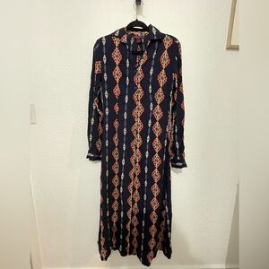 Rock & Roll Cowgirl Southwestern Collar button up Embroidered Dress Small